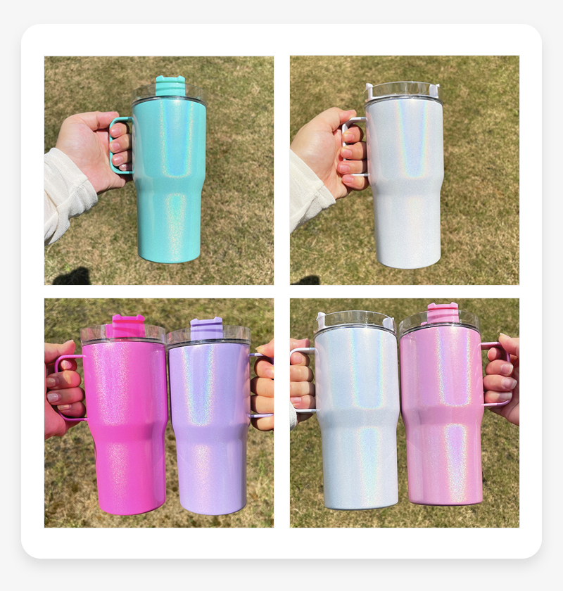 Holographic Shimmer 20oz Sublimation Stainless Steel Tumblers with Handle