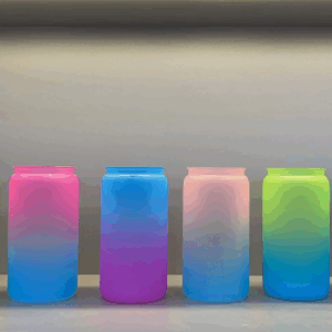16oz Matte Solid/Ombre Colored Plastic Cup Soda Can with PP Lids