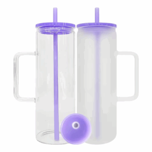 BPA Free High Borosilicate Sublimation 20oz Clear & Frosted Glass Tumbler