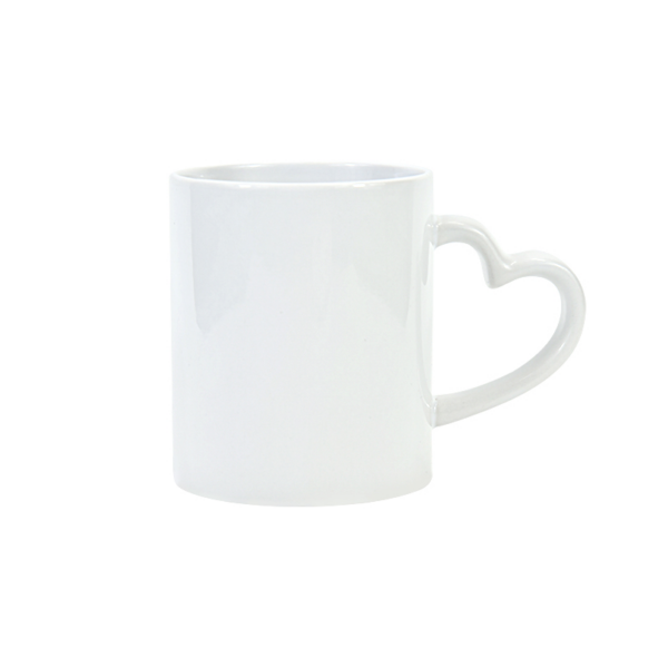 11oz Sublimation Blank Ceramic Coffee Mug with Heart Shape Handle