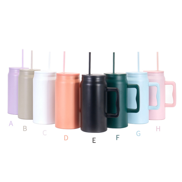 50oz Vacuum Insulated Powder Coated Travel Coffee Thermos Mug With Handle