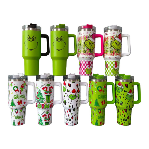 40oz Grinch Stainless Steel Tumblers with Handle Travel Mug