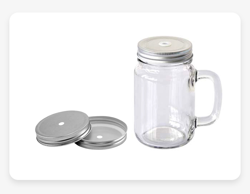 15oz Sublimation Mason Glass Jars with Handle & Lid
