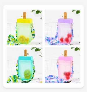 300ml/10oz Ice Cream Shaped Portable Kettle Plastic Popsicle Water Bottle