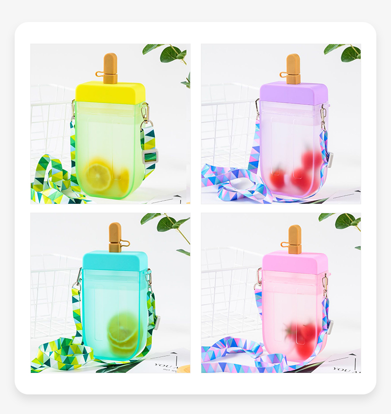 300ml/10oz Ice Cream Shaped Portable Kettle Plastic Popsicle Water Bottle