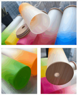 Wholesale 25oz Gradient Glass Can with Bamboo Lid