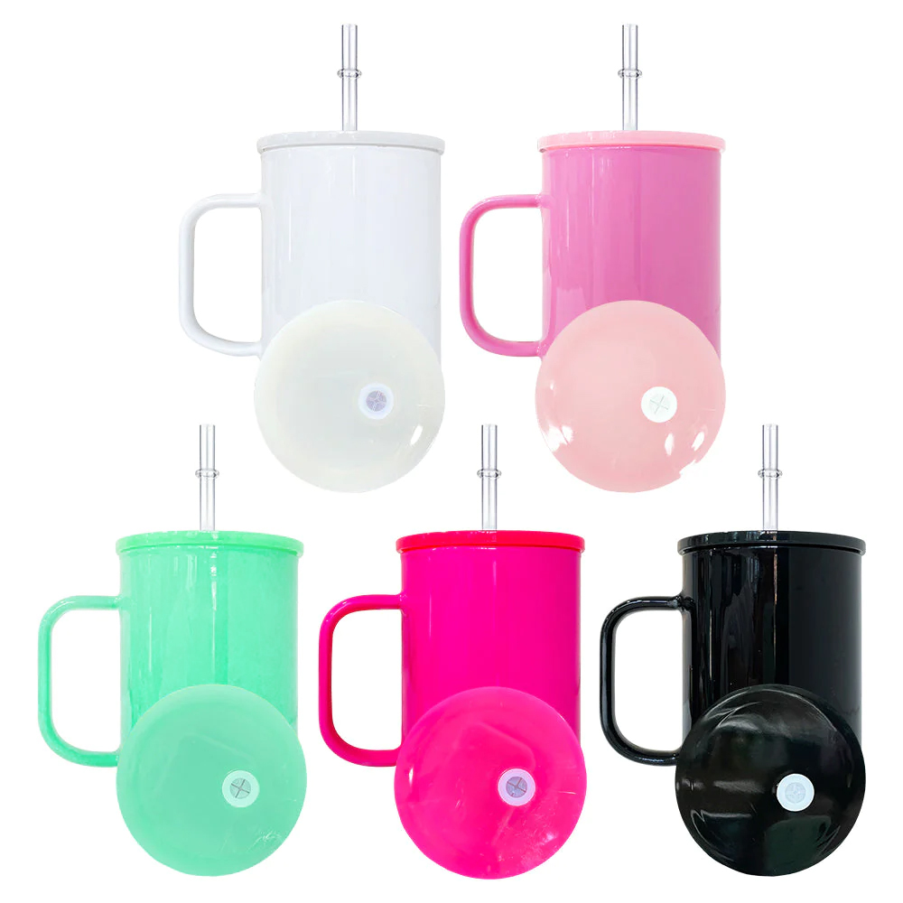 Dark-Colored 17oz Sublimation Glass Mugs with Handle & Lid