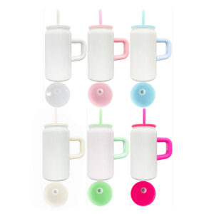 16oz Sublimation Stainless Steel Soda Can with Colored Handle & Lid