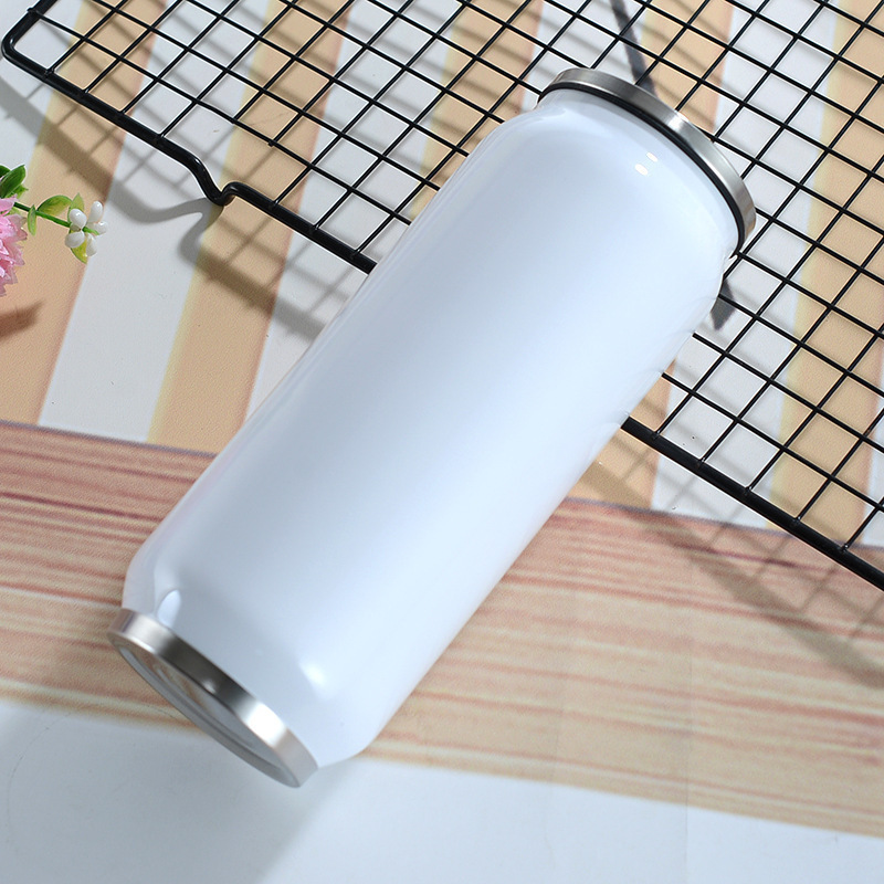 Stainless Steel Water Cup 500ml Reusable Can Shaped Soda Can - White
