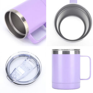 12oz Colorful Stainless Steel Insulated Lowball Tumbler Coffee Mug with Handle - Details