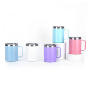 12oz Colorful Stainless Steel Insulated Lowball Tumbler Coffee Mug with Handle - Mixed Colors
