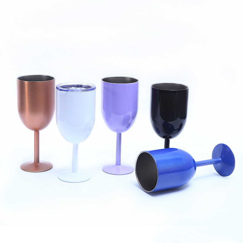 10oz Stainless Steel Goblet Red Wine Glass Cup Colorful Large-Capacity Drum-Shaped