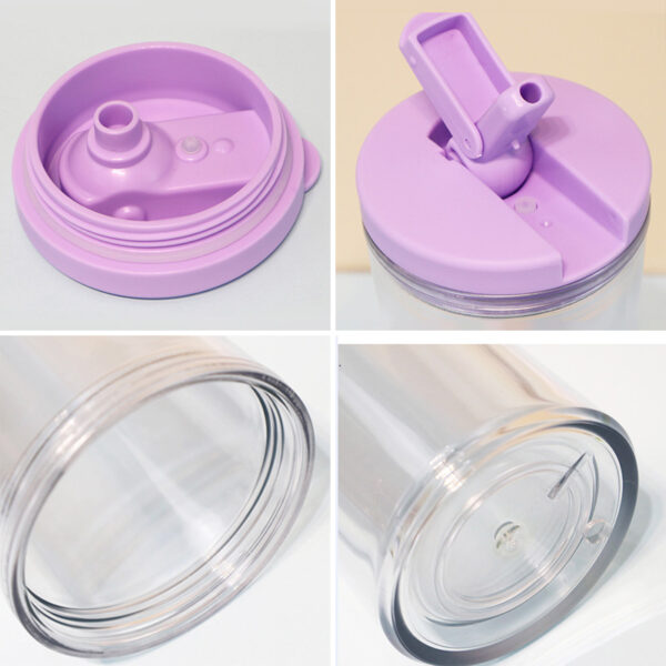 20oz Flip Top Snow Globe Acrylic Cup with Pre-Drilled Hole - Details