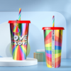 24oz Rainbow Laser Plastic Cups with with Colored Keychain – Red 24oz Rainbow Laser Plastic Cups with with Colored Keychain - Red