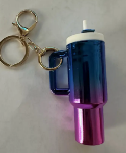 Stylish Gradient Mini Water Cup Plastic Keychain with Storage photo review