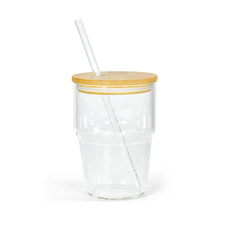 Reusable 12oz Sublimation Blank Glass Mug with BPA-Free Lids - Clear