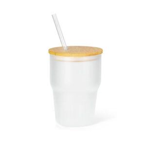 Reusable 12oz Sublimation Blank Glass Mug with BPA-Free Lids - Matte