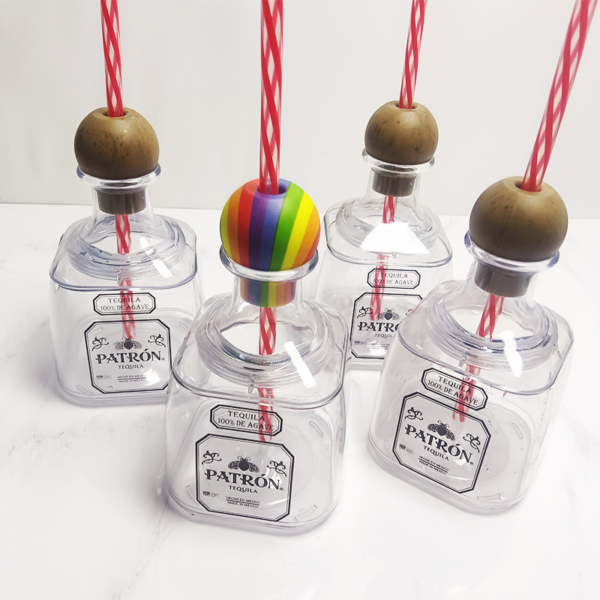 Wholesale Mini 13oz Tequila Liquor Patron Wine Cocktail Plastic Cup with Cork - Real Shots