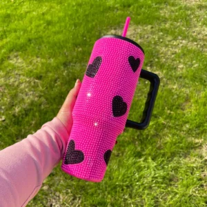 black-pink-rhinestone-sweet-heart-print-40oz-travel-mug-for-valentine-pink-body