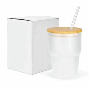 Reusable 12oz Sublimation Blank Glass Mug with BPA-Free Lids - Package