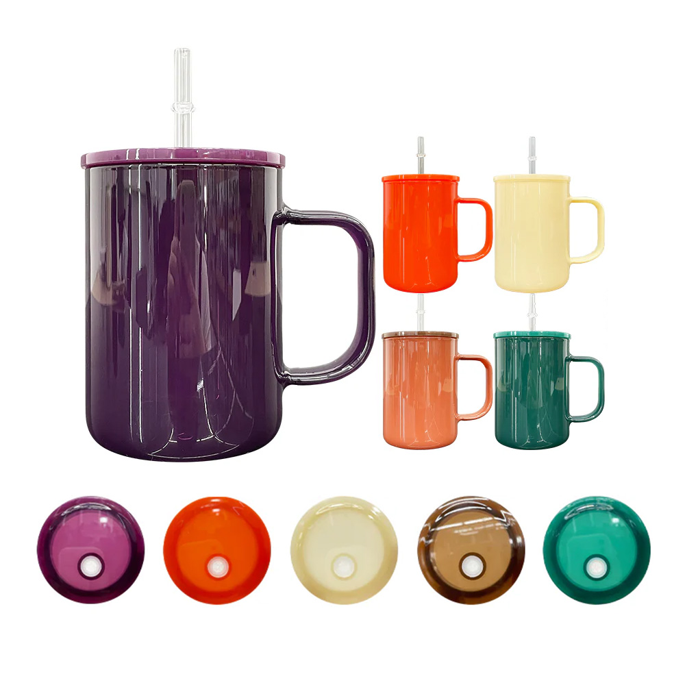 17oz Autumn Colors Sublimation Glass Mug with Handle Retro Style