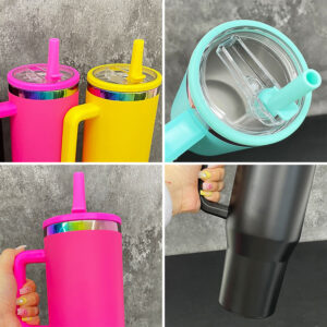 40oz Powder Coated Colorful Rainbow Plated Travel Mug with Leakproof Lids - Details