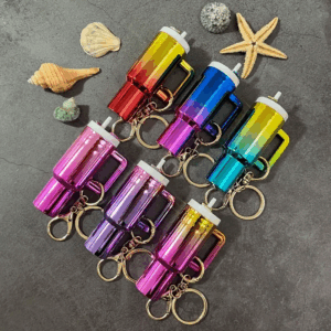 Stylish Gradient Mini Water Cup Plastic Keychain with Storage - Mixed Colors stylish-gradient-mini-water-cup-plastic-keychain-with-storage-mixed-colors
