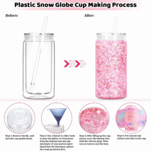 16oz Acrylic Snow Globe Cups with Pre-Drilled Hole - Steps