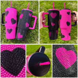 details-of-black-pink-rhinestone-sweet-heart-print-40oz-travel-mug-for-valentine