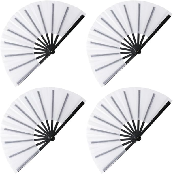 13in Sublimation Blank Fabric Folding Hand Fan Chinese Tai Chi Fan - Black