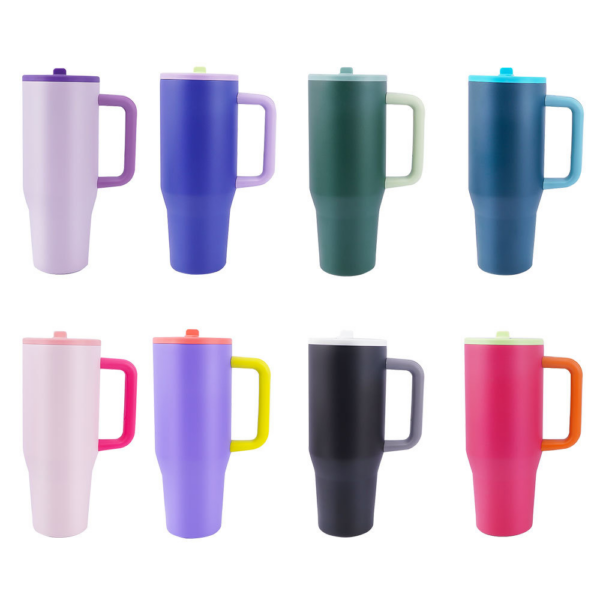 Double Walled Insulated Stainless Steel 40oz Water Bottle with Foldable Flip Top Straw