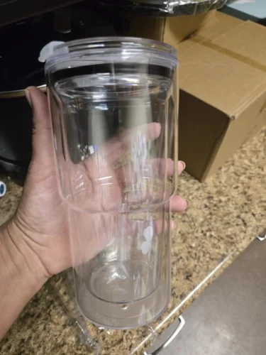 18oz Snow Globe Plastic Tumbler with Pre-Drilled Hole & Stopper Lids photo review