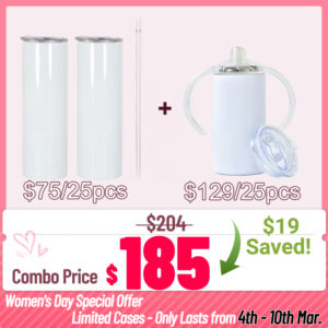 20oz Sublimation Skinny Tumblers + 12oz Sippy Cup | Combo Deal