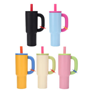 Vacuum Insulated 40oz Candy Color Car Cup with Handle - Colors Mixed