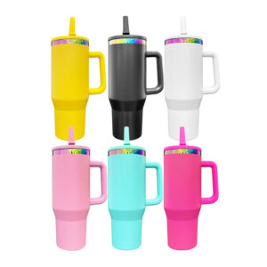 40oz Powder Coated Colorful Rainbow Plated Travel Mug with Leakproof Lids