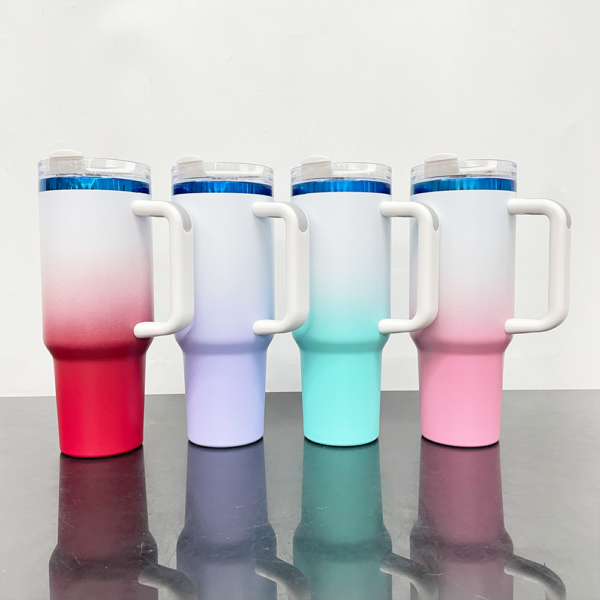 40oz Blue Plated Powder Coated Ombre Travel Mug