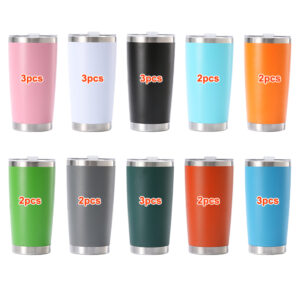 20oz Powder Coated Colorful Stainless Steel Double Wall Tumbler with Slide Lid - Package