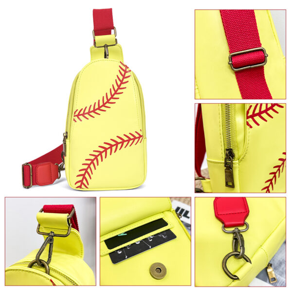 PU Leather Baseball Adjustable Shoulder Strap Rugby Chest Bag - Details