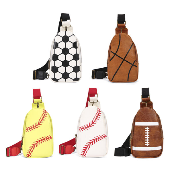 PU Leather Baseball Adjustable Shoulder Strap Rugby Chest Bag - Colors Option