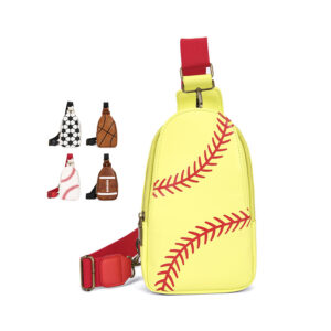 PU Leather Baseball Adjustable Shoulder Strap Rugby Chest Bag