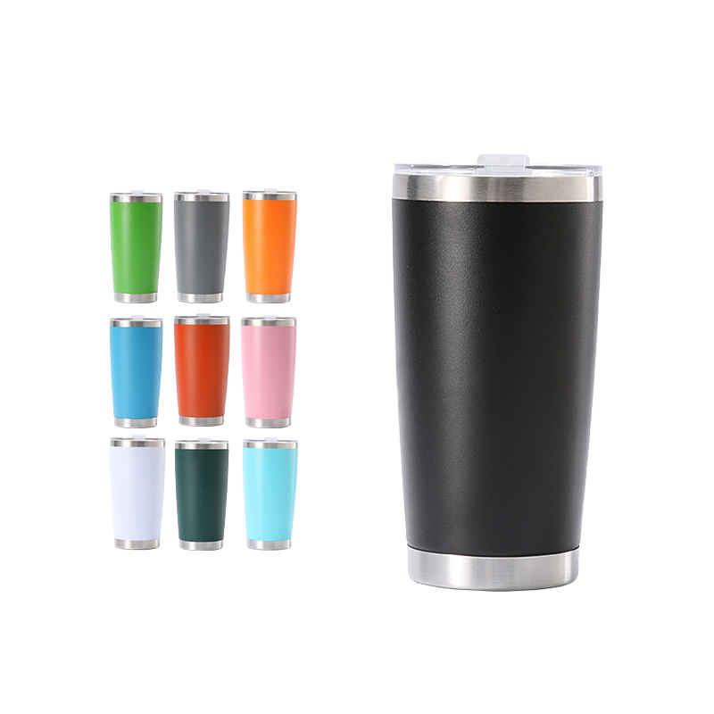 20oz Powder Coated Colorful Stainless Steel Double Wall Tumbler with Slide Lid
