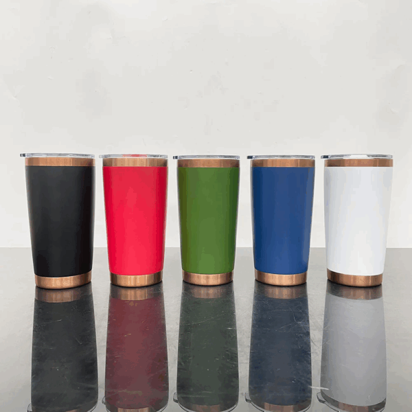 20oz Copper Plated Powder Coated Travel Mug with Magnetic Slide Lid - Real Shots