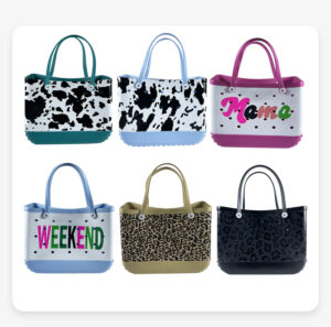 Trendy Hollow Cow Print Waterproof EVA Beach Tote Bag for Women