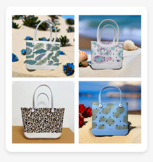 Trendy Hollow Cow Print Waterproof EVA Beach Tote Bag for Women - Real Shots