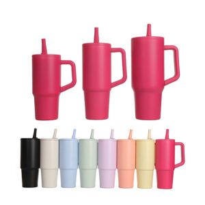 Reusable Stainless Steel 24/30/40oz Water Bottle Travel Mug with Flip Straw Lid