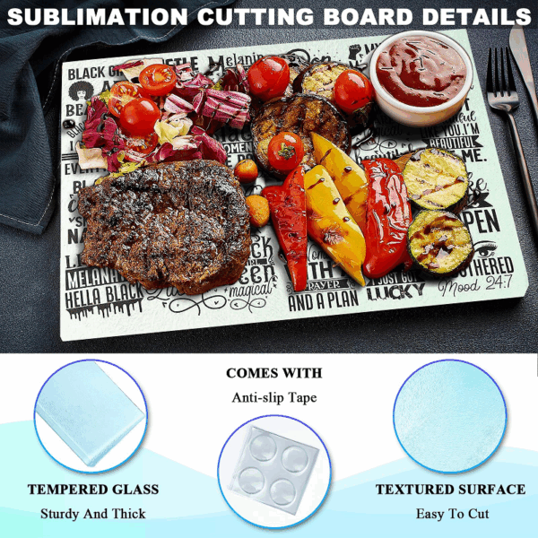 Textured Tempered Sublimation Glass Cutting Board for Kitchen