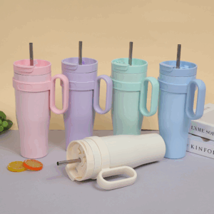 New Design Insulated Stainless Steel 40oz Travel Mug with Handle S.S Straws