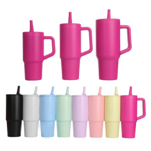 Reusable Stainless Steel 24/30/40oz Water Bottle Travel Mug with Flip Straw Lids