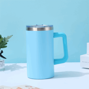 20oz Powder Coated Colored Coffee Mug with Handle - Blue