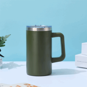 20oz Powder Coated Colored Coffee Mug with Handle - Dark Green
